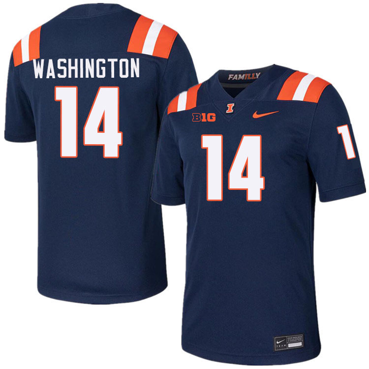 #14 Casey Washington Illinois Fighting Illini Football Jersey,Uniforms-Navy